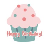 HBD Aqua & Pink Cupcake   