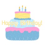 HBD Blue Cake Yellow Writing   