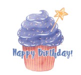 HBD Blue Cupcake Star Candle
