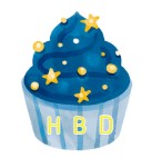 HBD Blue Cupcake