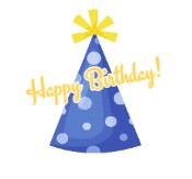 HBD Blue Hat Yellow Writing