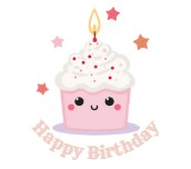 HBD Pink & White Cupcake